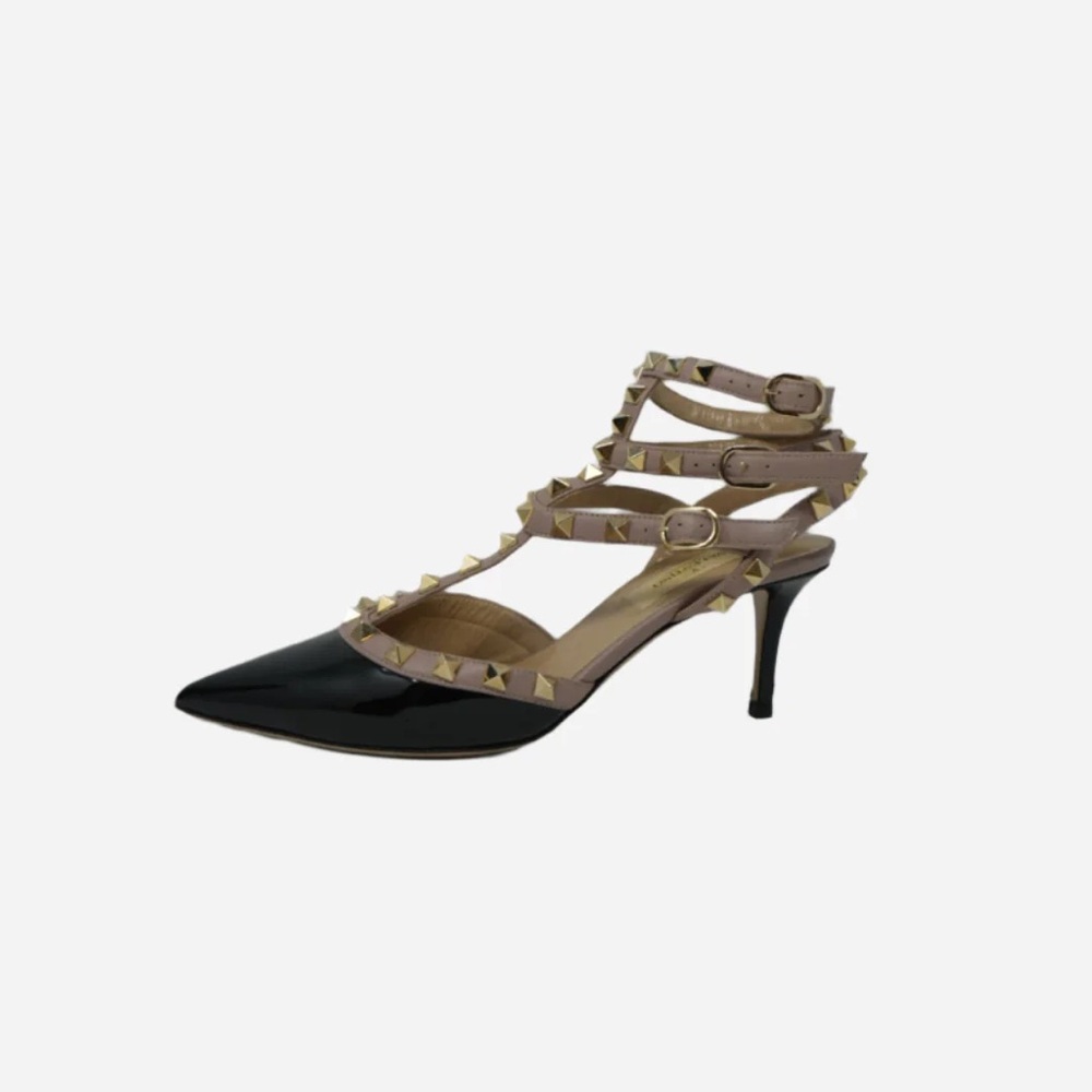 Valentino Black Leather Rockstud Heels